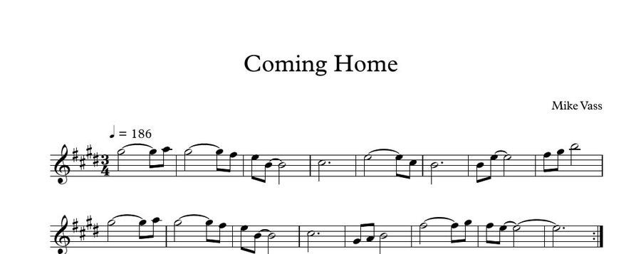 The score of Coming Home