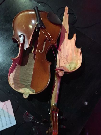 A broken fiddle from the live show, November 2018
