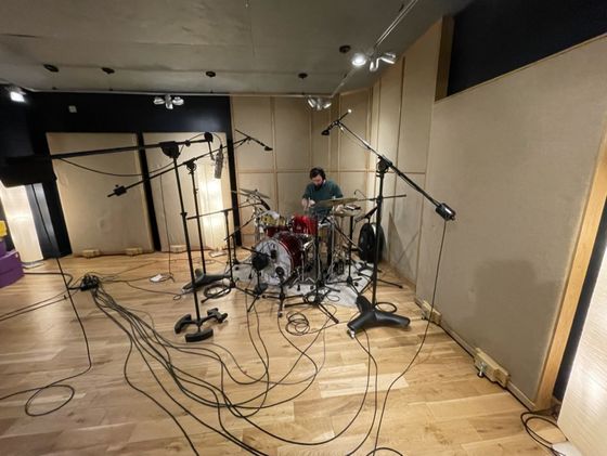 The drum set-up, Studio 1, 2 January 2022