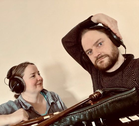 Mairearad and Mike during the making of the record