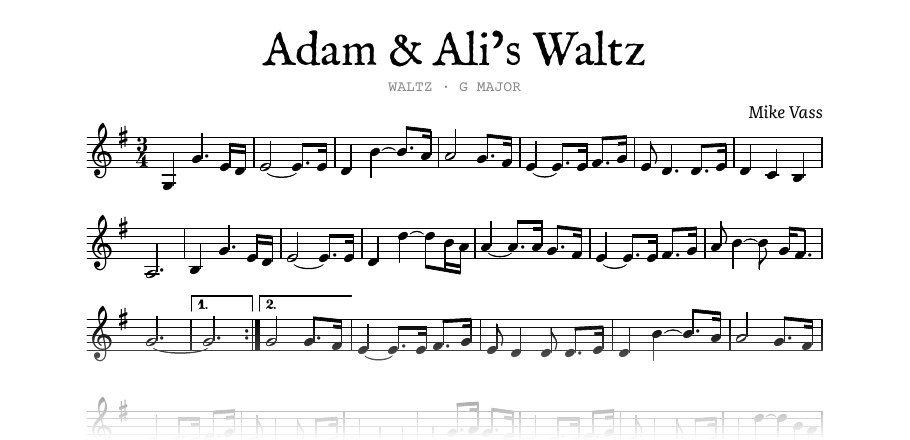 The opening of the engraved melody of Adam & Ali’s Waltz