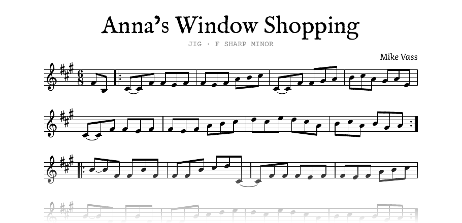 The opening of the engraved melody of Anna’s Window Shopping