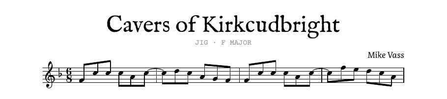 The opening of the engraved melody of Cavers of Kirkcudbright