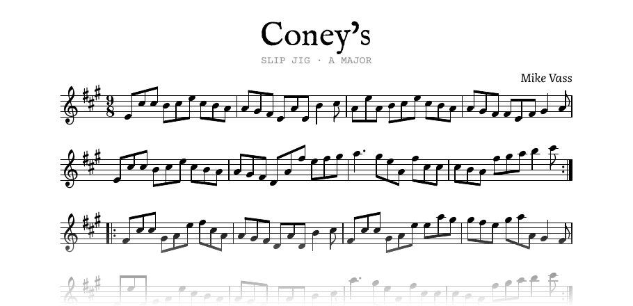 The opening of the engraved melody of Coney’s