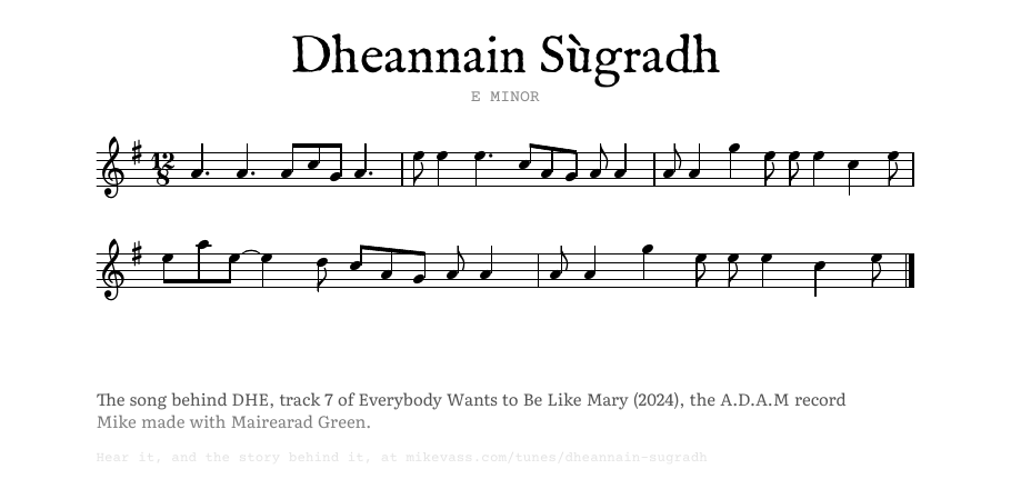 The opening of the engraved melody of Dheannain Sùgradh
