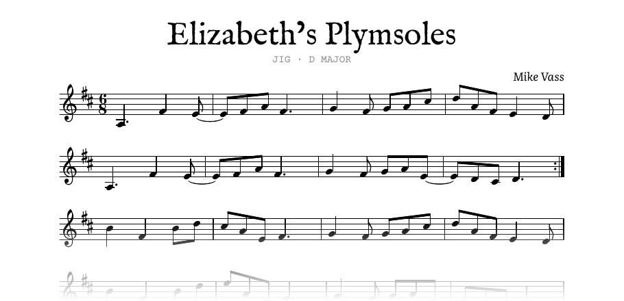 The opening of the engraved melody of Elizabeth’s Plymsoles