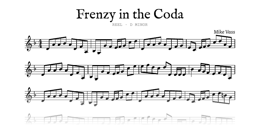 The opening of the engraved melody of Frenzy in the Coda