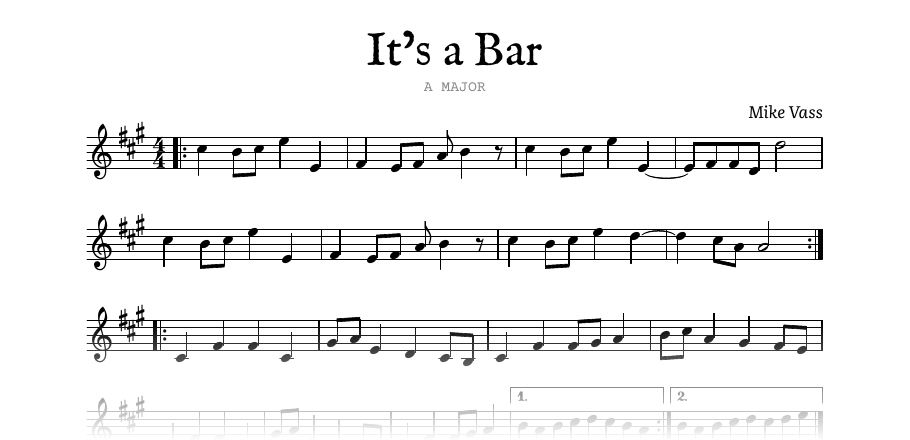 The opening of the engraved melody of It’s a Bar
