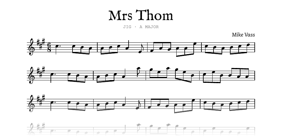 The opening of the engraved melody of Mrs Thom