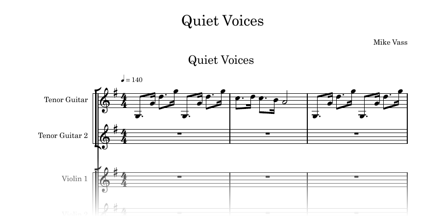 The opening of the full score of Quiet Voices