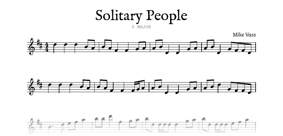The opening of the engraved score of Solitary People