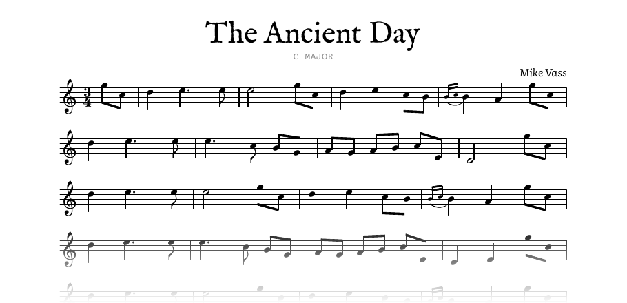 The opening of the engraved melody of The Ancient Day