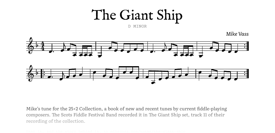 The opening of the engraved melody of The Giant Ship