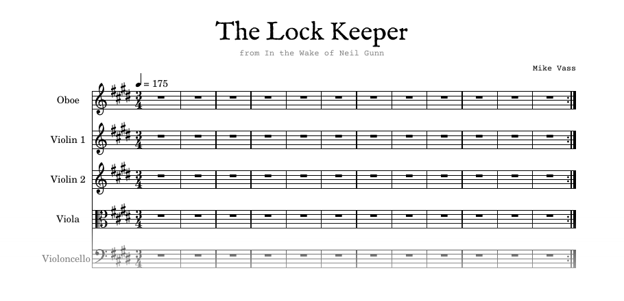 The opening of the engraved score of The Lock Keeper