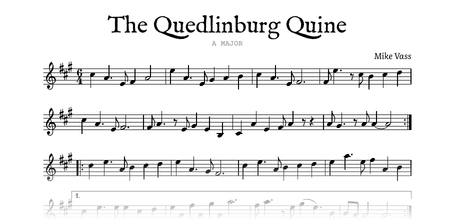The opening of the engraved melody of The Quedlinburg Quine