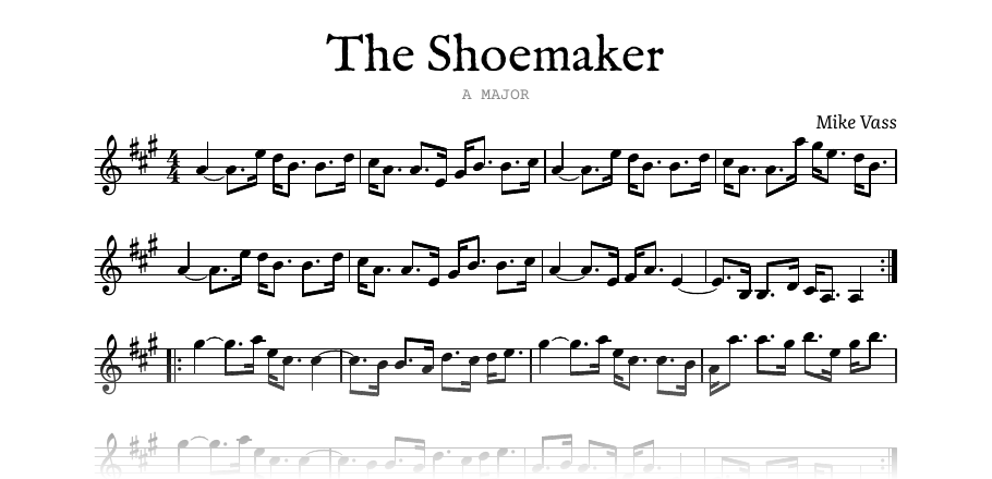 The opening of the engraved melody of The Shoemaker