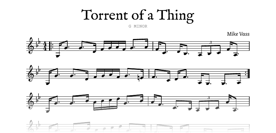 The opening of the engraved melody of Torrent of a Thing