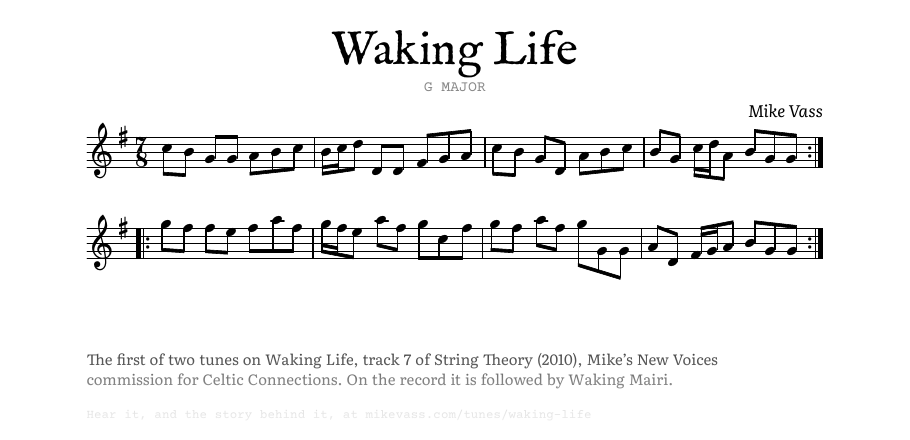 The opening of the engraved melody of Waking Life