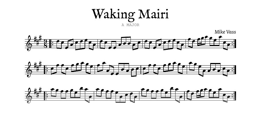 The opening of the engraved melody of Waking Mairi