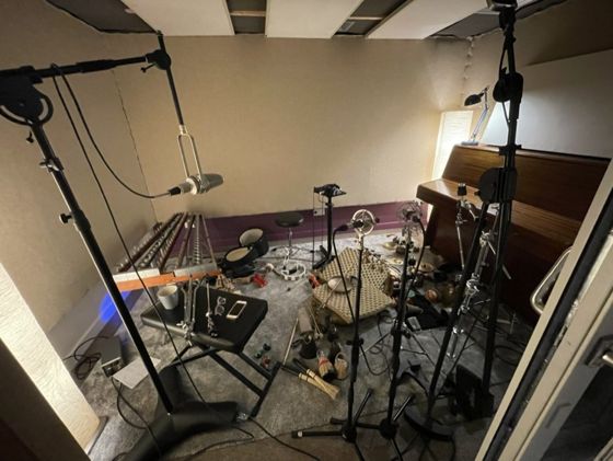 Signy Jakobsdottir’s percussion set-up, 22 December 2021